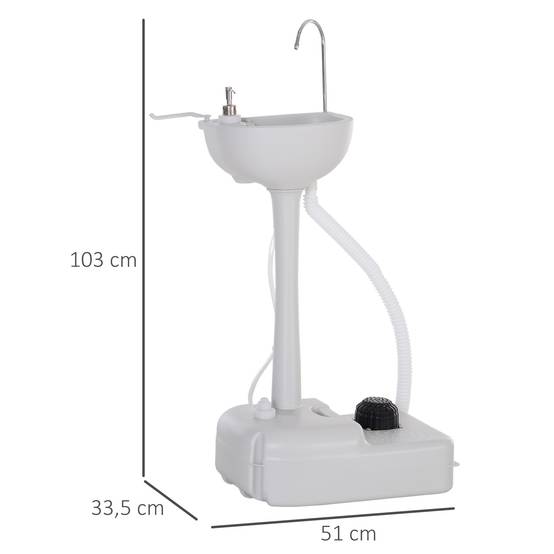 Évier de camping plastique HDPE gris 51 x 34 x 103 cm - PANGIVO - Image 5