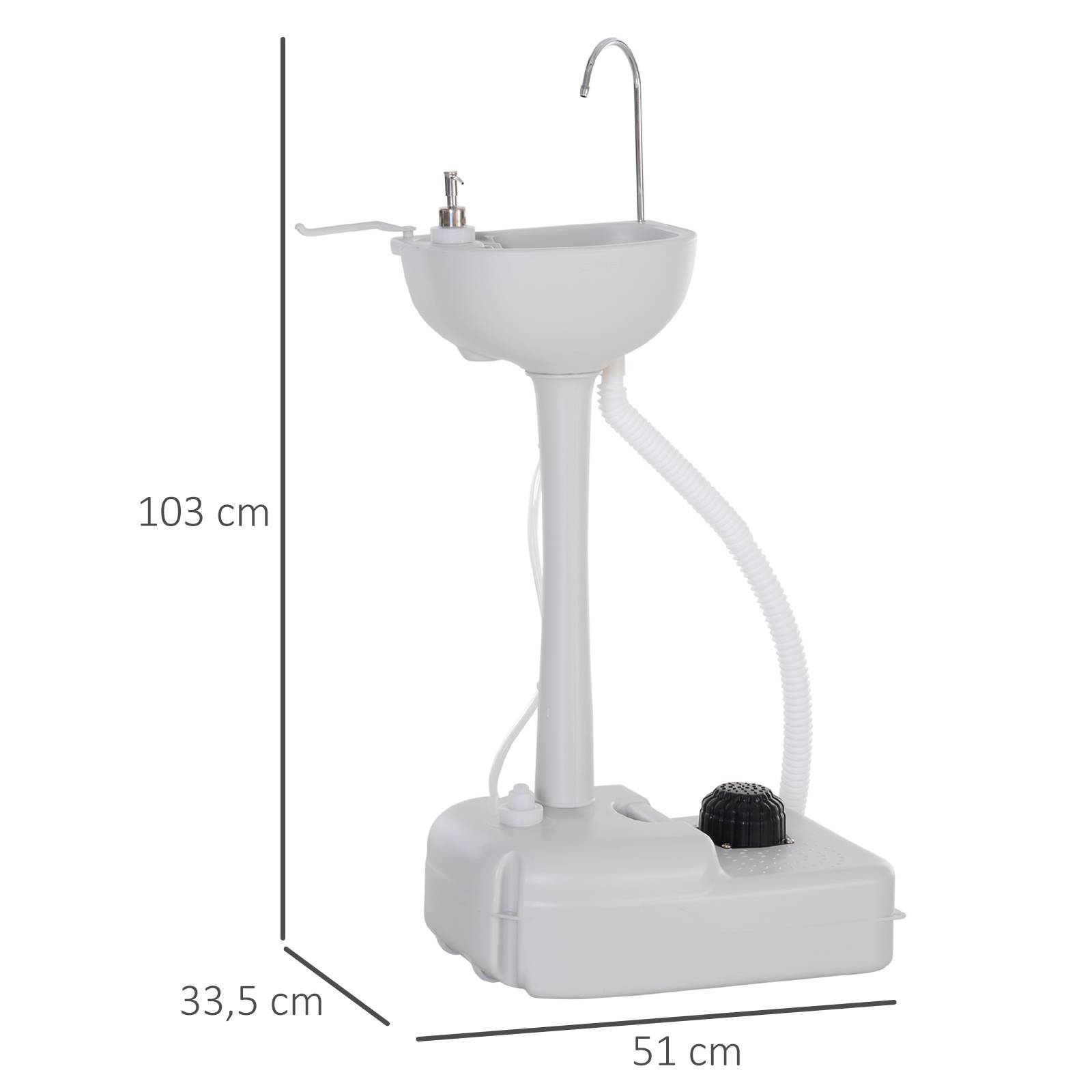 Évier de camping plastique HDPE gris 51 x 34 x 103 cm - PANGIVO - Image 5