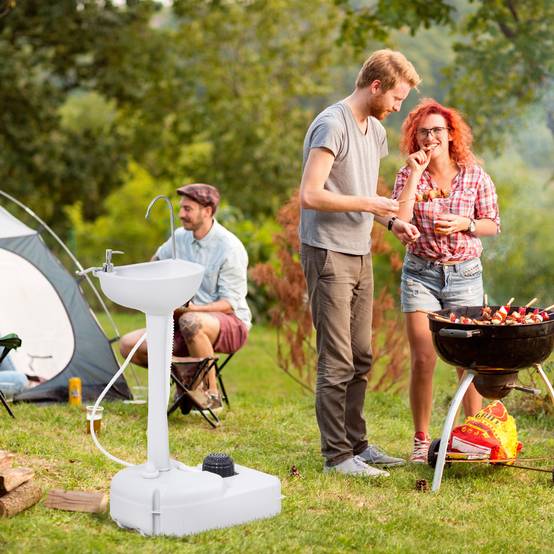 Évier de camping plastique HDPE gris 51 x 34 x 103 cm - PANGIVO - Image 4