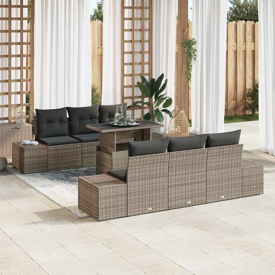 ComfortXL - Canapé Extérieur Gris avec Table Relevable et Rangement Intégré 7 pcs – ComfortXL Outdoor Living - Image 1