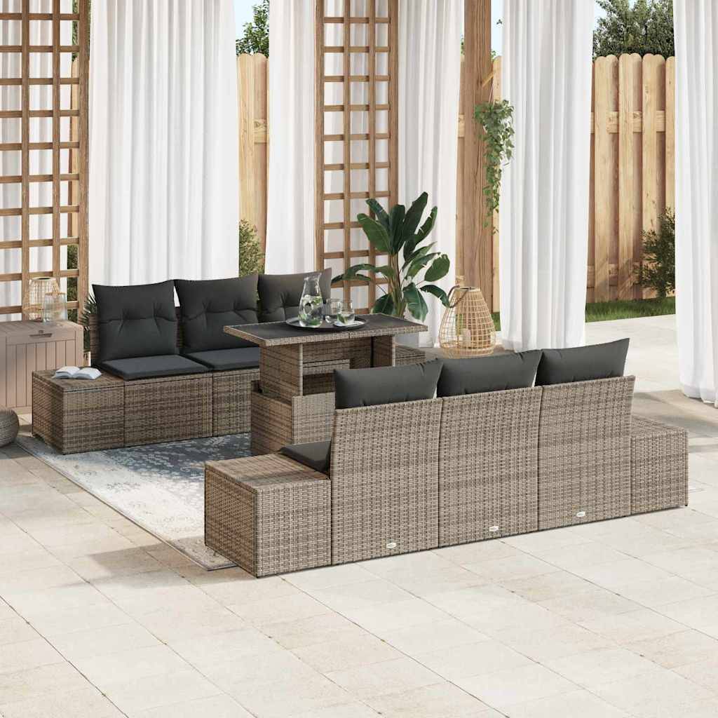 ComfortXL - Canapé Extérieur Gris avec Table Relevable et Rangement Intégré 7 pcs – ComfortXL Outdoor Living - Image 1