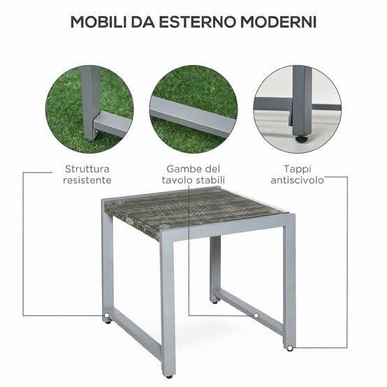 Table basse de jardin plateau verre trempé en rotin - Image 9