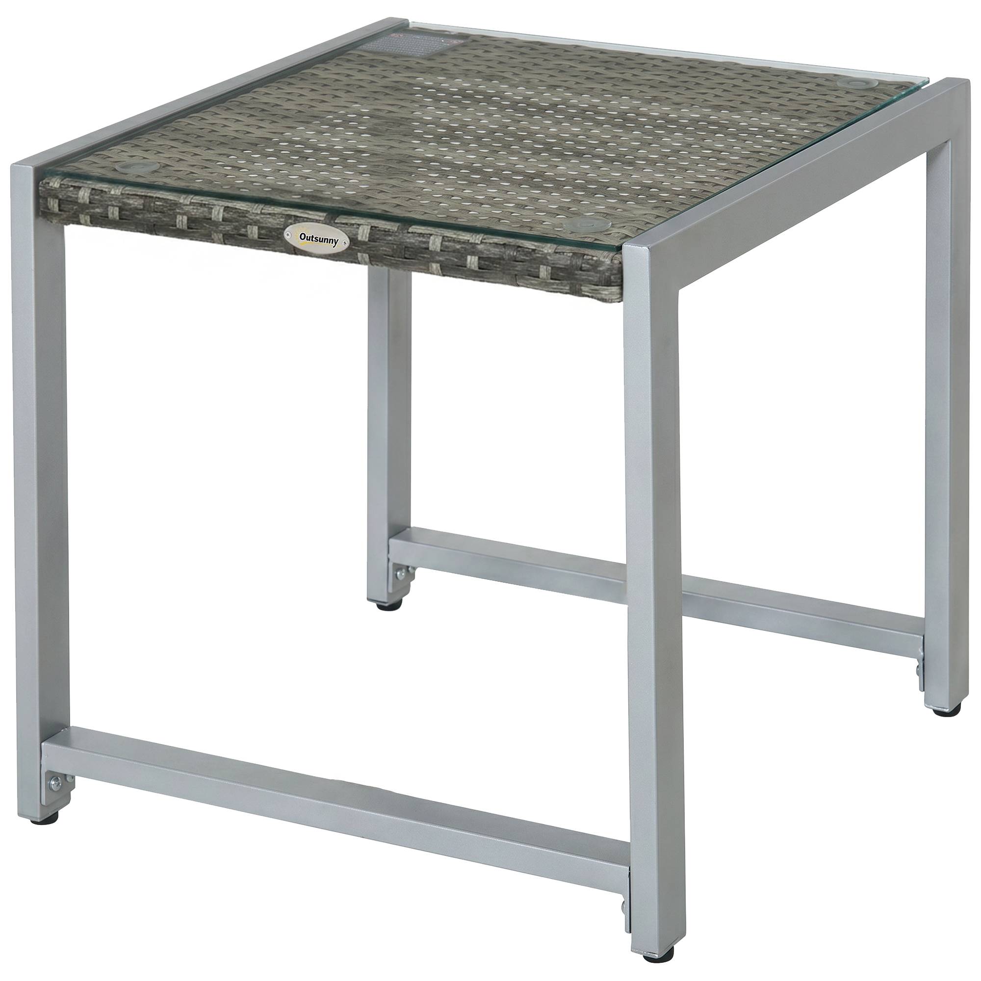 Table basse de jardin plateau verre trempé en rotin - Image 1