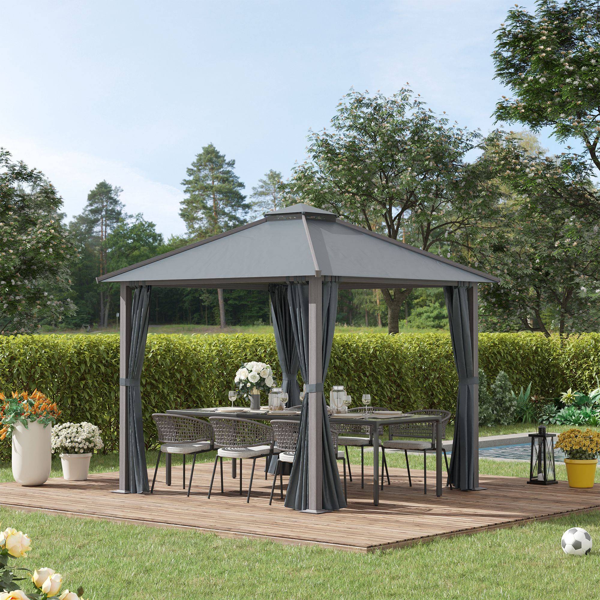 PANGIVO - Tonnelle aluminium gris 296 x 296 x 280 cm - PANGIVO - Image 4