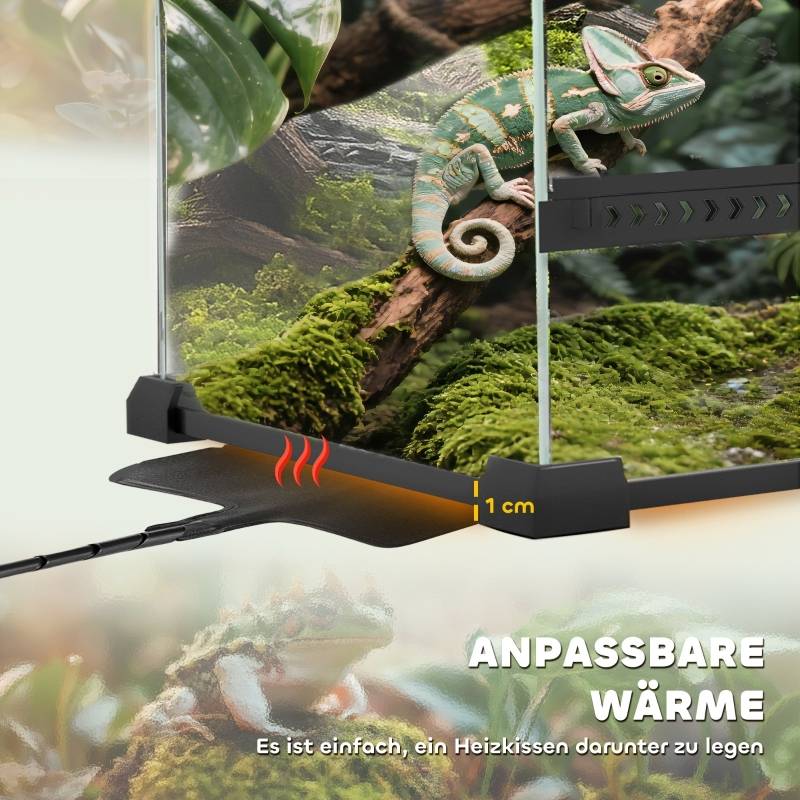 Terrarium en verre pour reptiles base étanche et portes sécurisées 50x30x25cm noir - ComfortXL Outdoor Living - Image 7