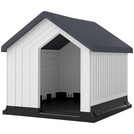 Petite niche extérieure plastique étanche pour chien mini, fenêtre, 62x61x60 cm, gris - Image 2