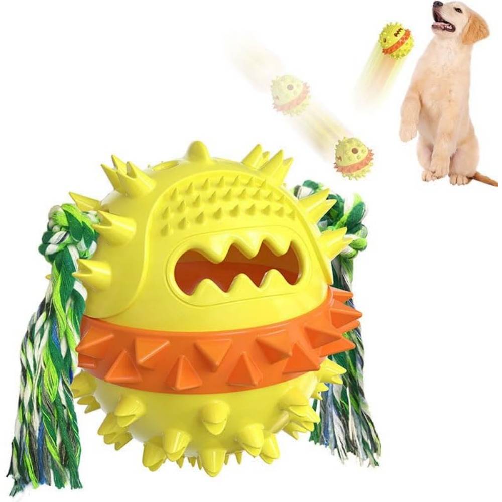 Jouet à mâcher pour chien - Balle couineuse renforcée - Dents propres - Stimulation mentale - Living123 - Image 1