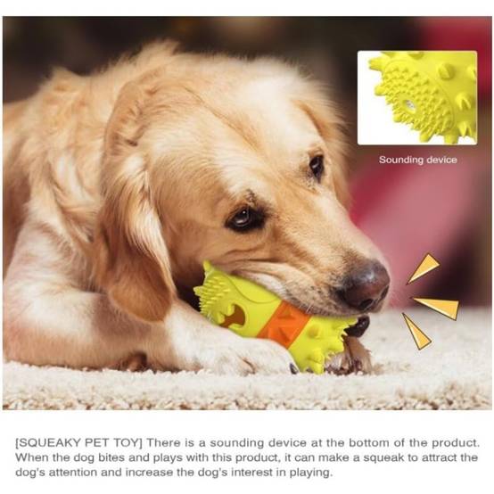 Jouet à mâcher pour chien - Balle couineuse renforcée - Dents propres - Stimulation mentale - Living123 - Image 3
