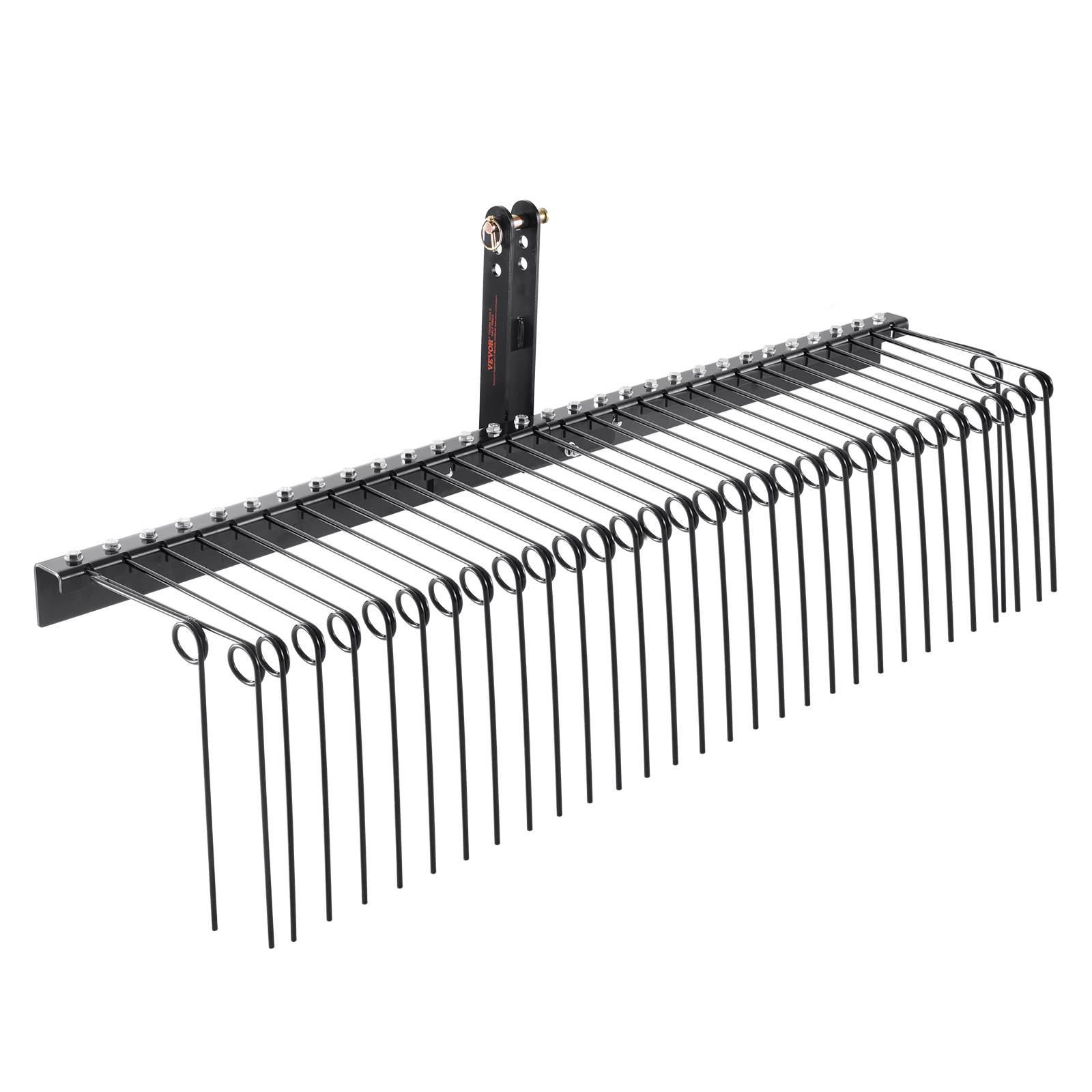 VEVOR Rateau paysager remorque, 1830 mm, 32 dents acier. Pour tracteur, feuilles, herbe. - Image 1
