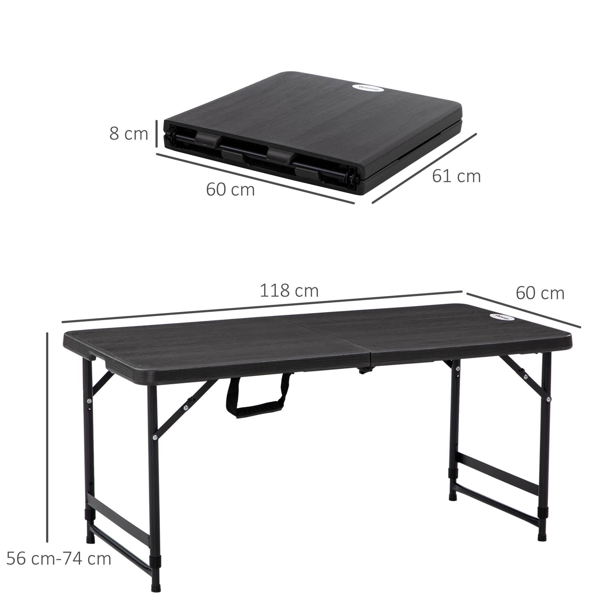 Table de jardin rectangulaire pliable camping pour 4 personnes hauteur réglable 118 x 60 x 74 cm - Image 5