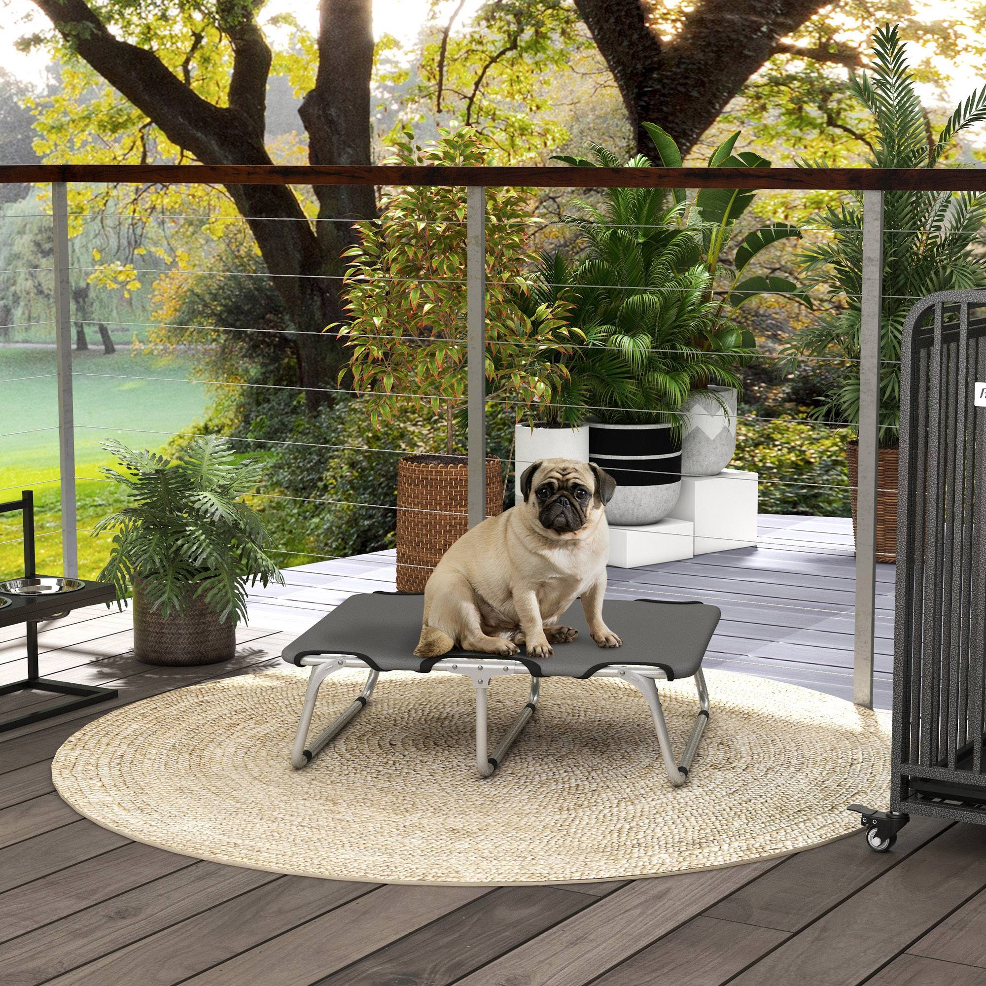 ComfortXL - Lit pliable pour chien Oxford 600D 71 x 58 x 20 cm gris voyage couchage surélevé robuste et respirant - Image 1