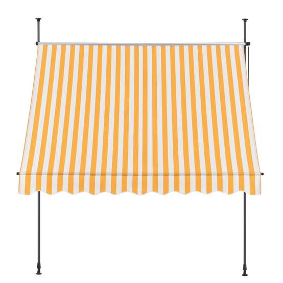 Store banne téléscopique acier polyester 150 x 120 x 200-300 cm jaune blanc - Image 3