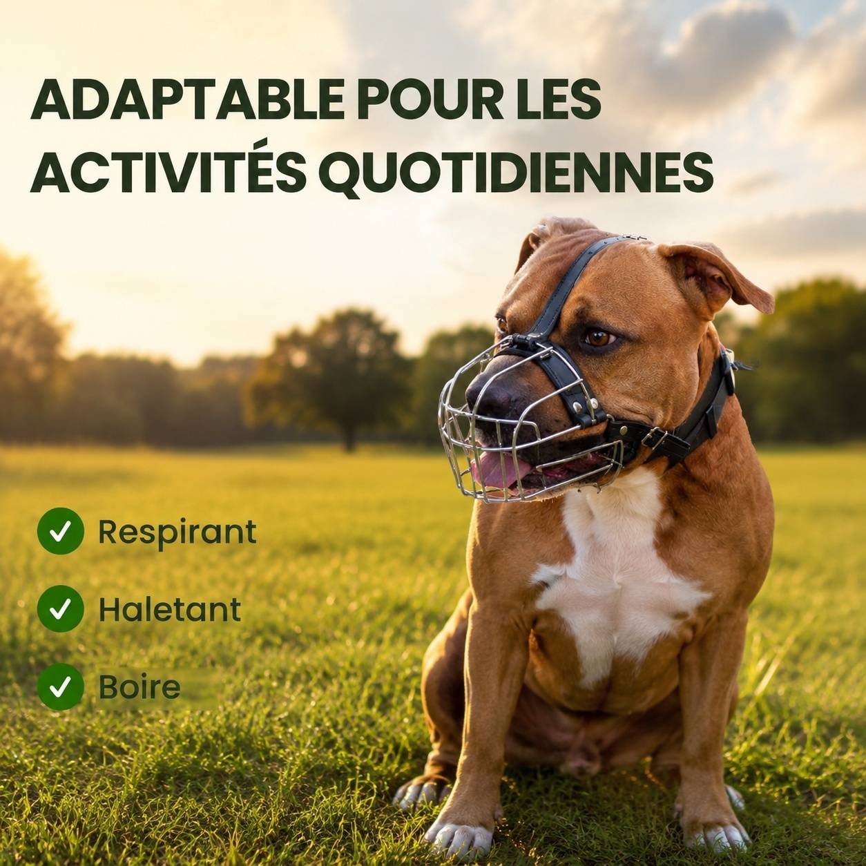 Panier Filaires Acier Inoxydable Muselière Chien Réglable Sangles Cuir Confortable - Image 5
