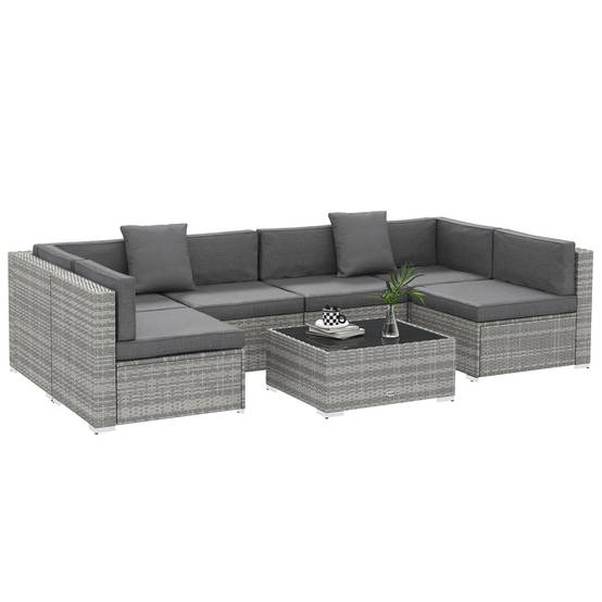 Salon de jardin | Mobilier de jardin Gris Résine tressée imitation rotin 280x150x62 cm - Image 1