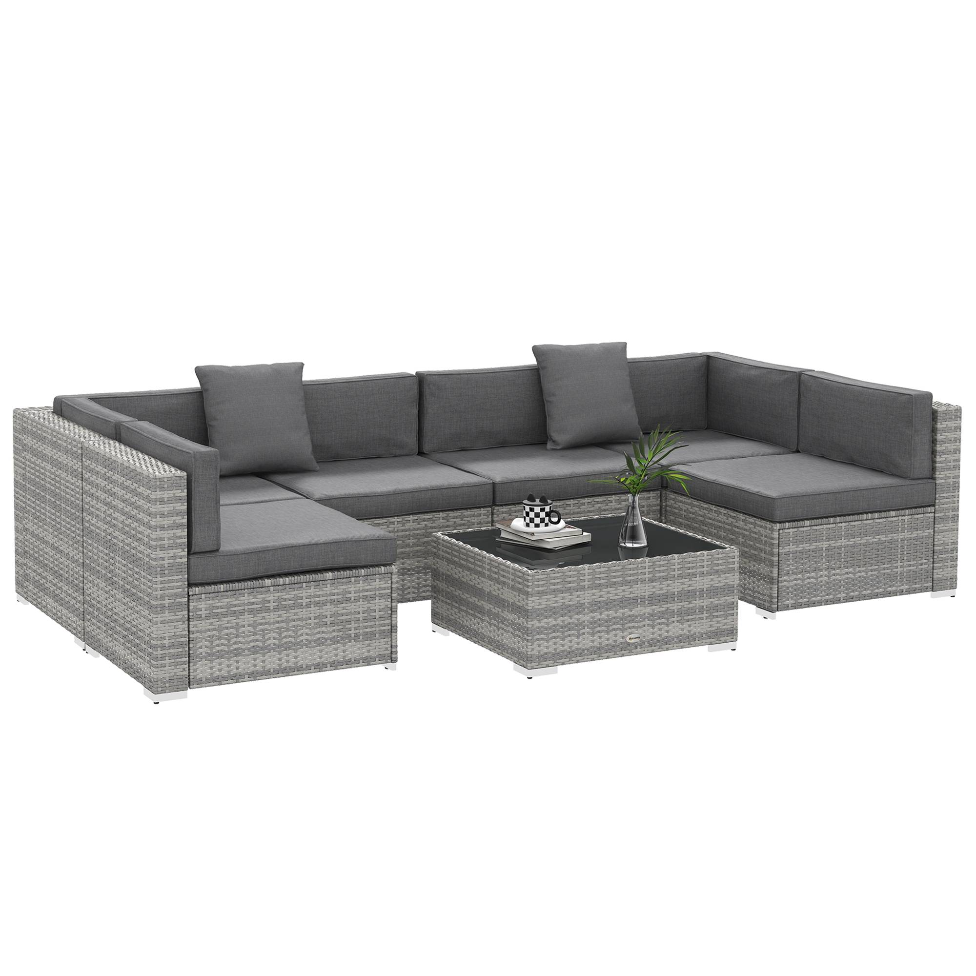 Salon de jardin | Mobilier de jardin Gris Résine tressée imitation rotin 280x150x62 cm - Image 1