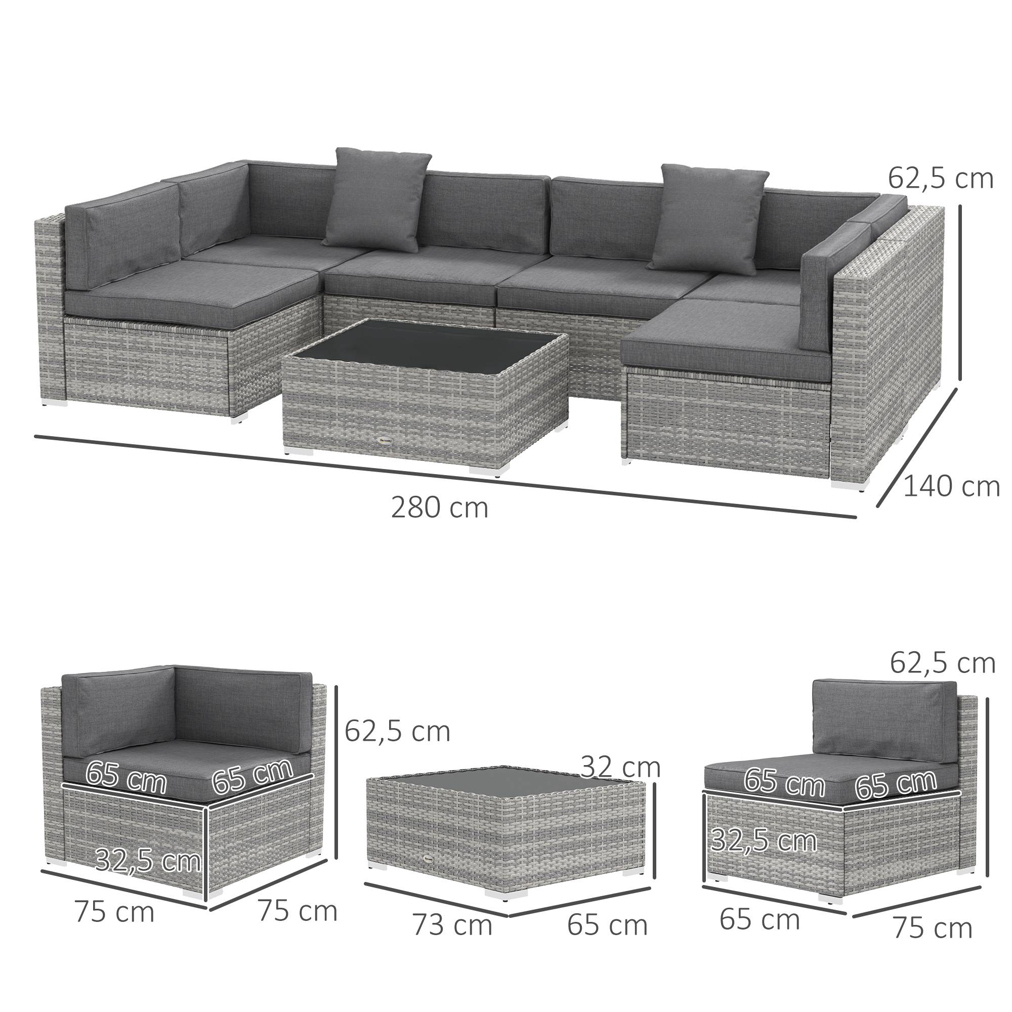 Salon de jardin | Mobilier de jardin Gris Résine tressée imitation rotin 280x150x62 cm - Image 5
