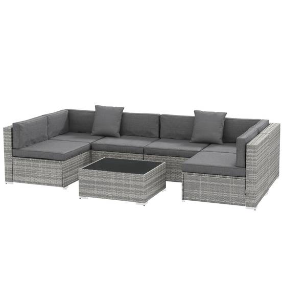 Salon de jardin | Mobilier de jardin Gris Résine tressée imitation rotin 280x150x62 cm - Image 2