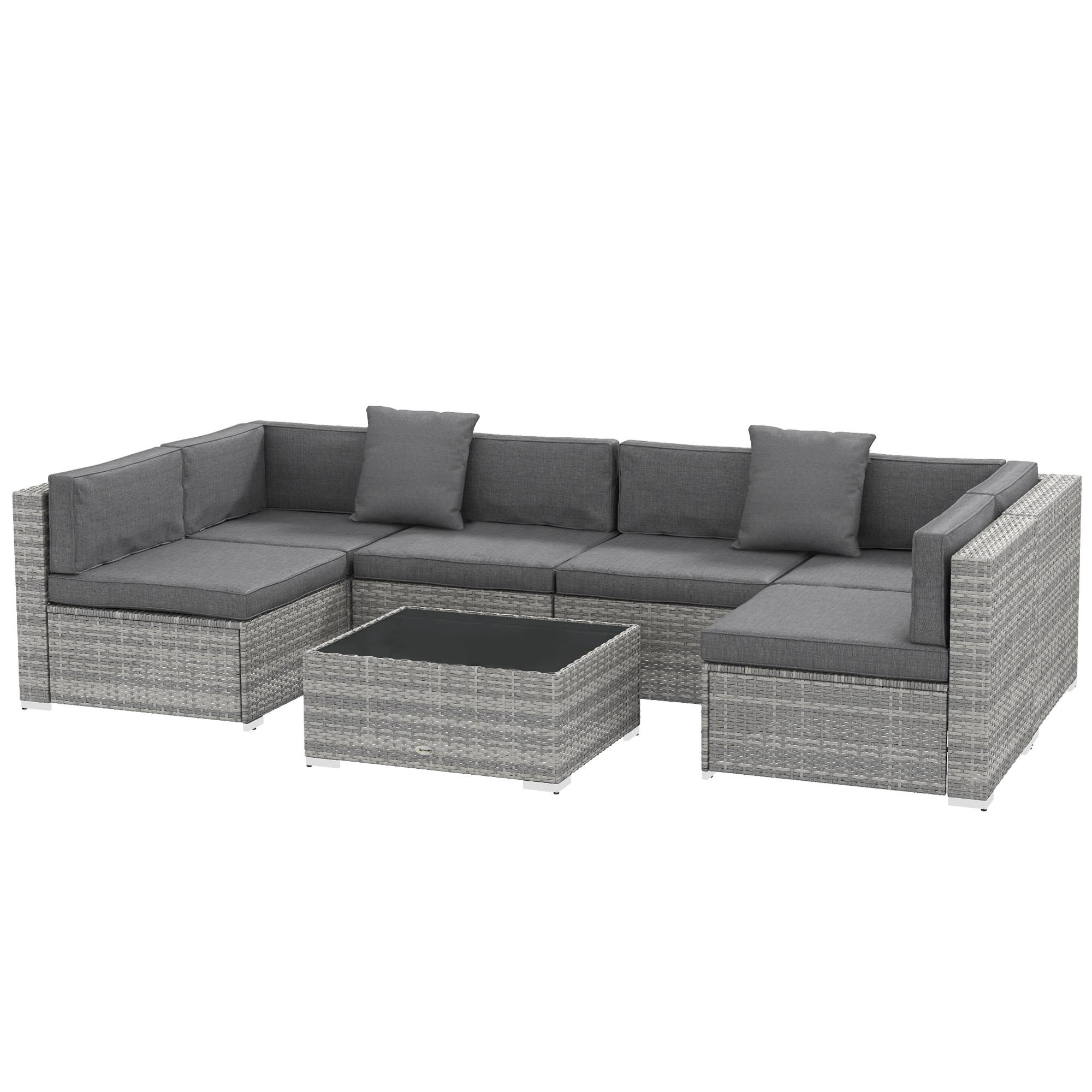 Salon de jardin | Mobilier de jardin Gris Résine tressée imitation rotin 280x150x62 cm - Image 2