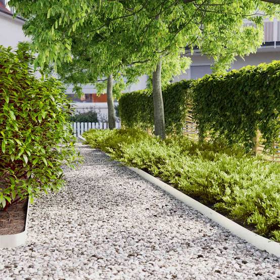 Bordure Massif Acier Laminé Souple Délimitation Espaces Verts 103x10cm Blanc - ComfortXL Outdoor Living - Image 1
