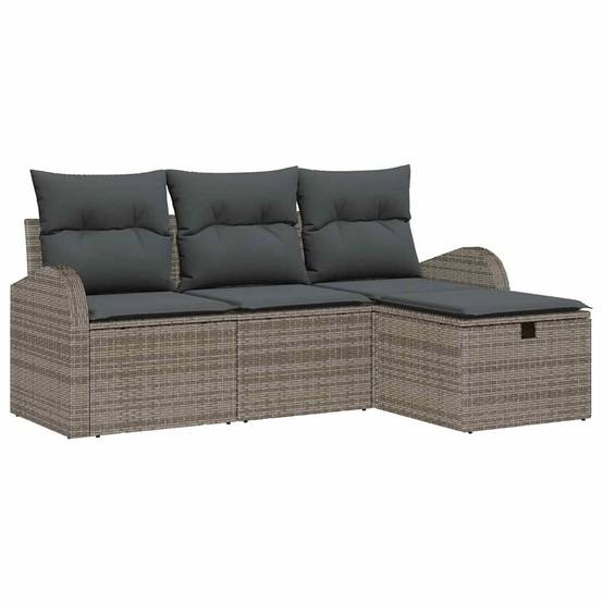 Ensemble de Canapés avec coussin 4 pcs | Canapé D'extérieur | Sofa De Jardin Gris polyrotin Maison Chic - Image 1