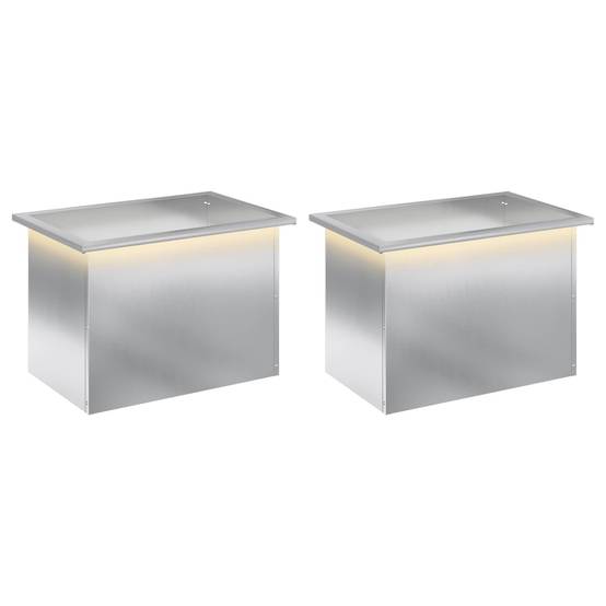 Vidaxl - Jardinière de jardin avec LED 2 pc-Pot de fleur-Bac à fleurs Argenté 40 x 60 x 40 cm 828662 - Image 2