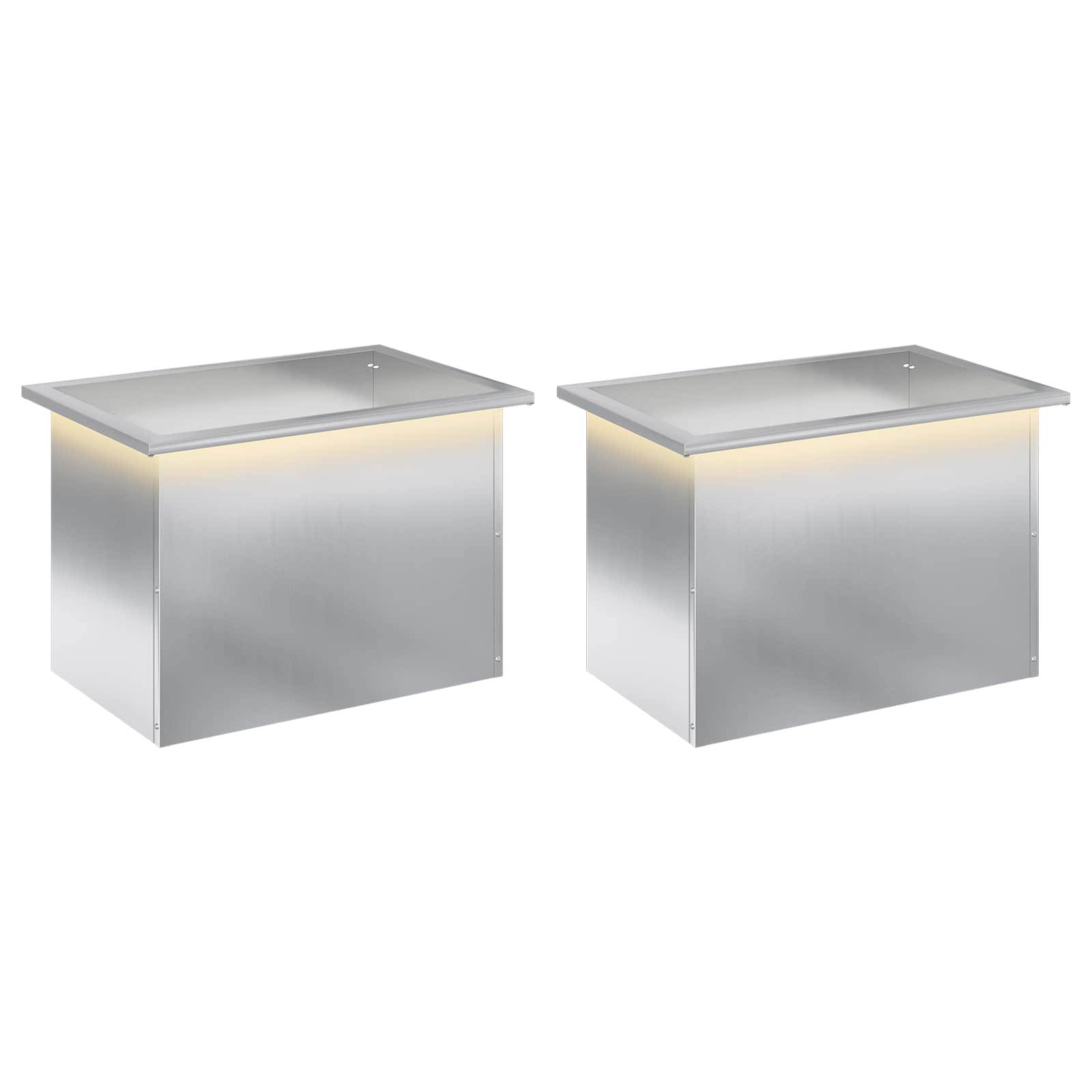 Vidaxl - Jardinière de jardin avec LED 2 pc-Pot de fleur-Bac à fleurs Argenté 40 x 60 x 40 cm 828662 - Image 2