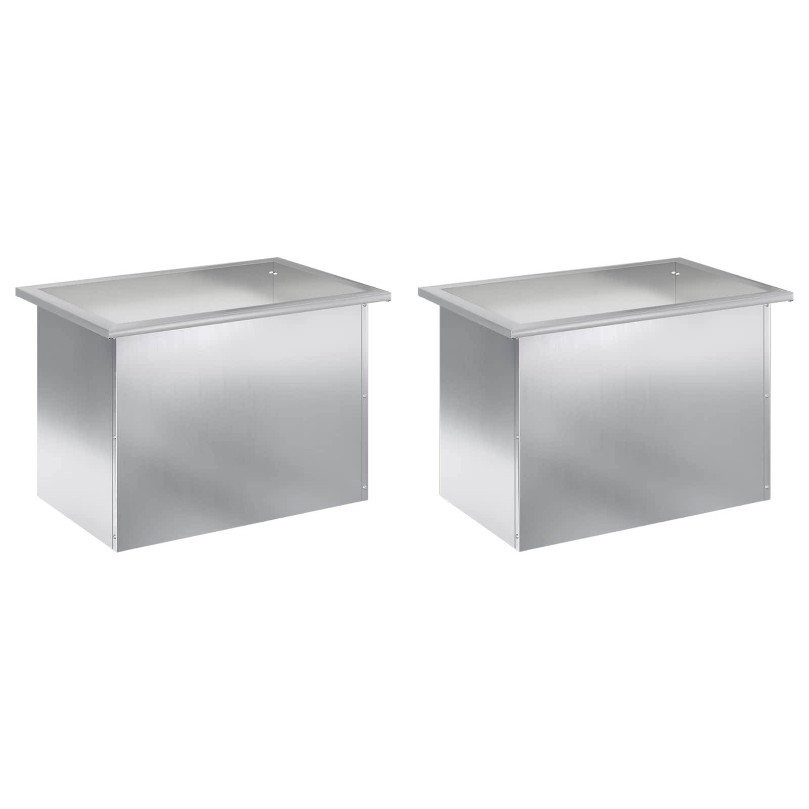 Vidaxl - Jardinière de jardin avec LED 2 pc-Pot de fleur-Bac à fleurs Argenté 40 x 60 x 40 cm 828662 - Image 4