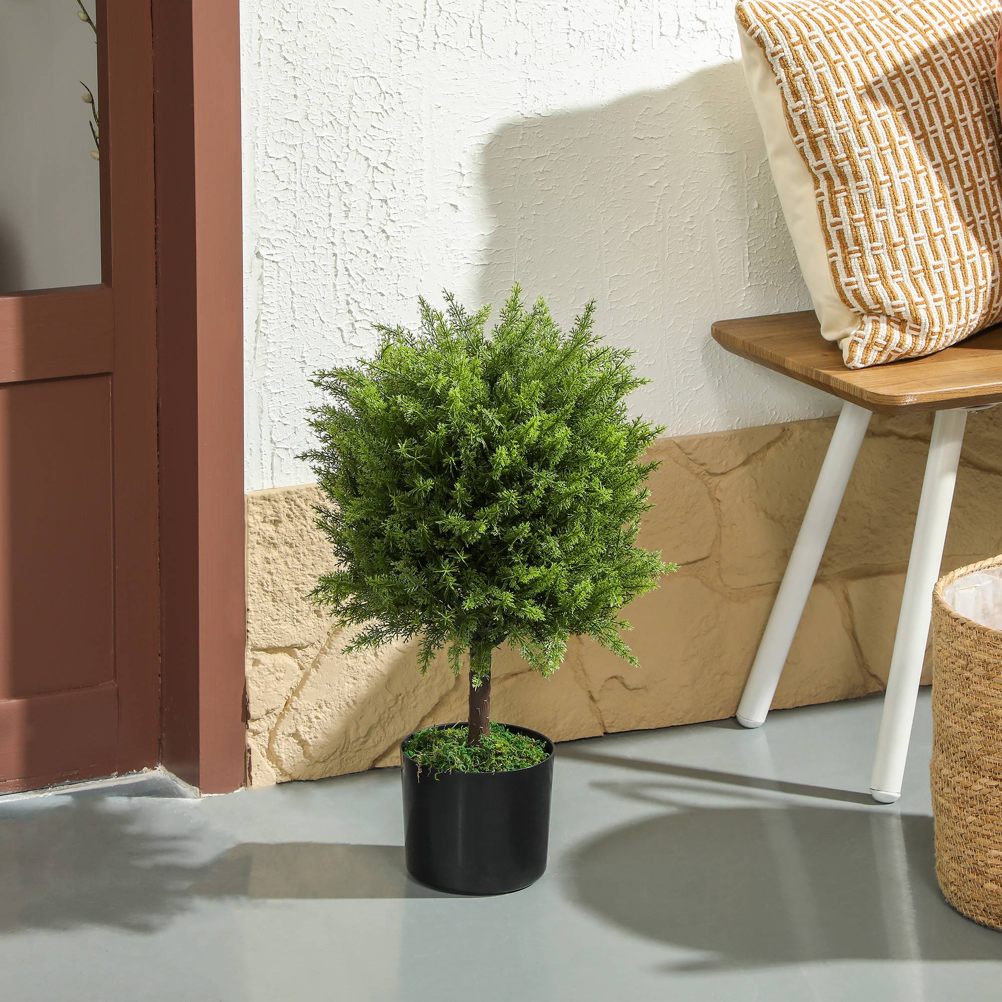 Sans Marque - Faux cèdre avec pot inclus, pour une utilisation intérieure et extérieure, hauteur 55 cm, vert - Image 3