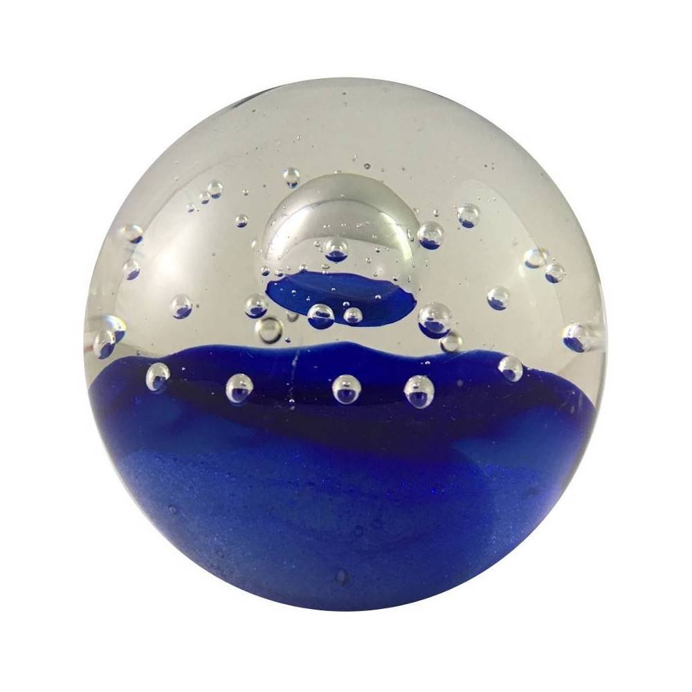 Presse papier sulfure "Mer" en verre bleu Ø.8 cm Chemin de campagne - Image 1