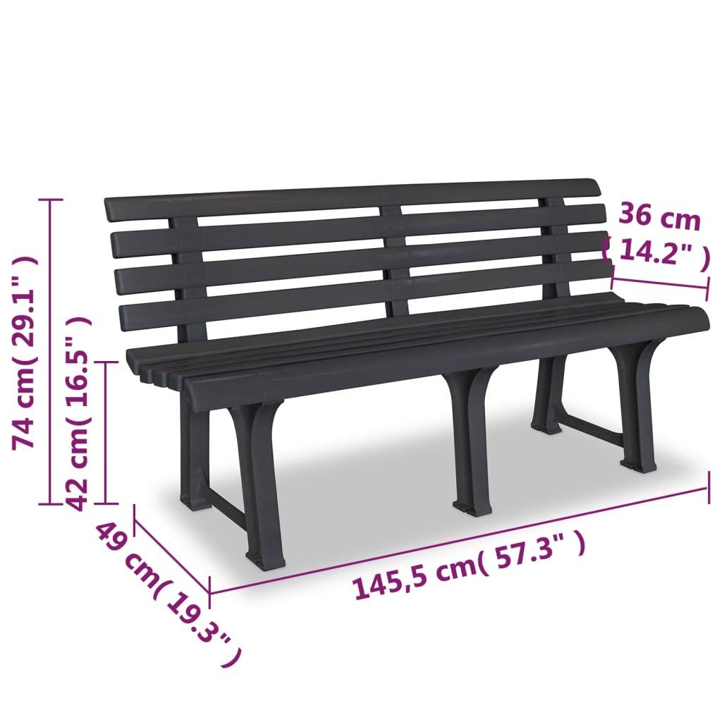 ComfortXL - Banc de Jardin 3 Places Plastique Durable et Léger Anthracite 145 cm – ComfortXL Outdoor Living - Image 6