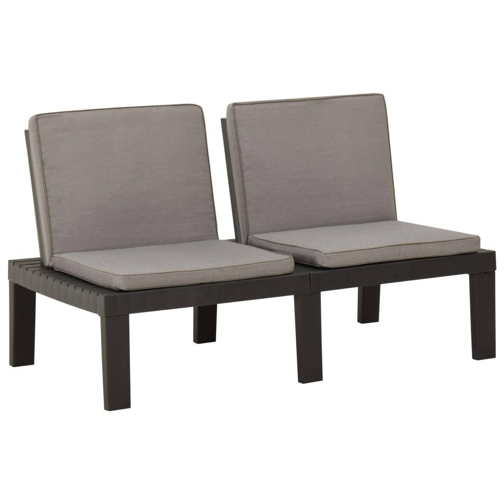 PANGIVO - Banc de jardin plastique gris 130 x 65 x 70 cm - PANGIVO