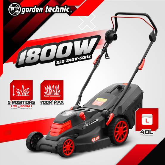 Elem Garden Technic - Tondeuse à gazon électrique 1800W - 42CM - Elem Garden - Image 2