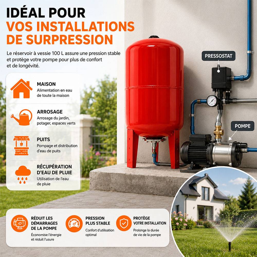 Gt Market - Réservoir pression à vessie vertical - 100 litres - GT MARKET - Image 5