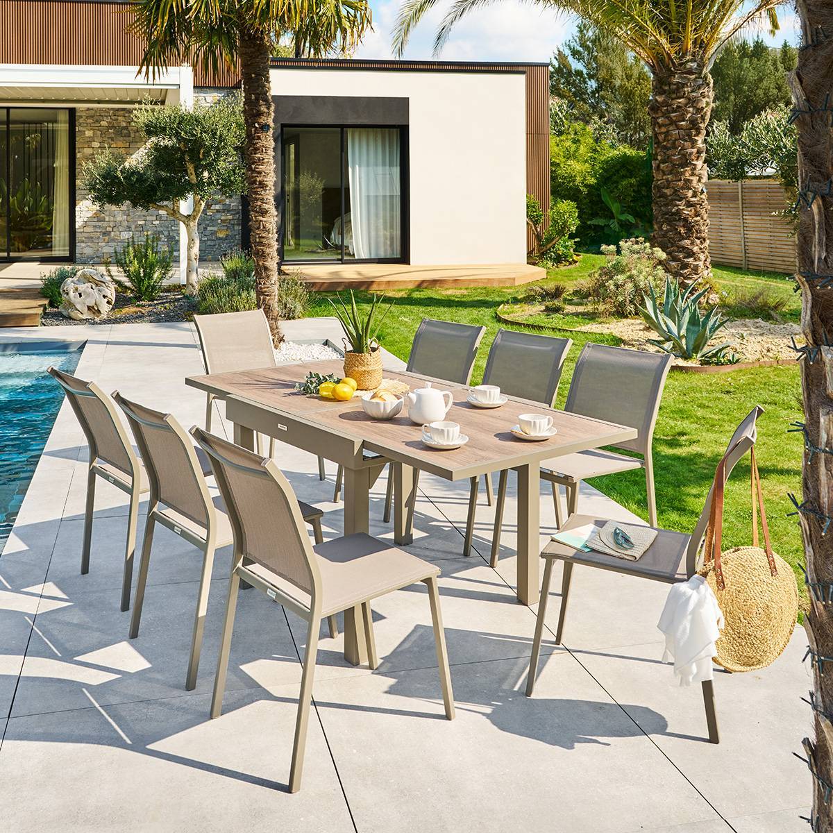 Hesperide - Table de jardin 8 places Piazza extensible café - Hespéride - Image 1