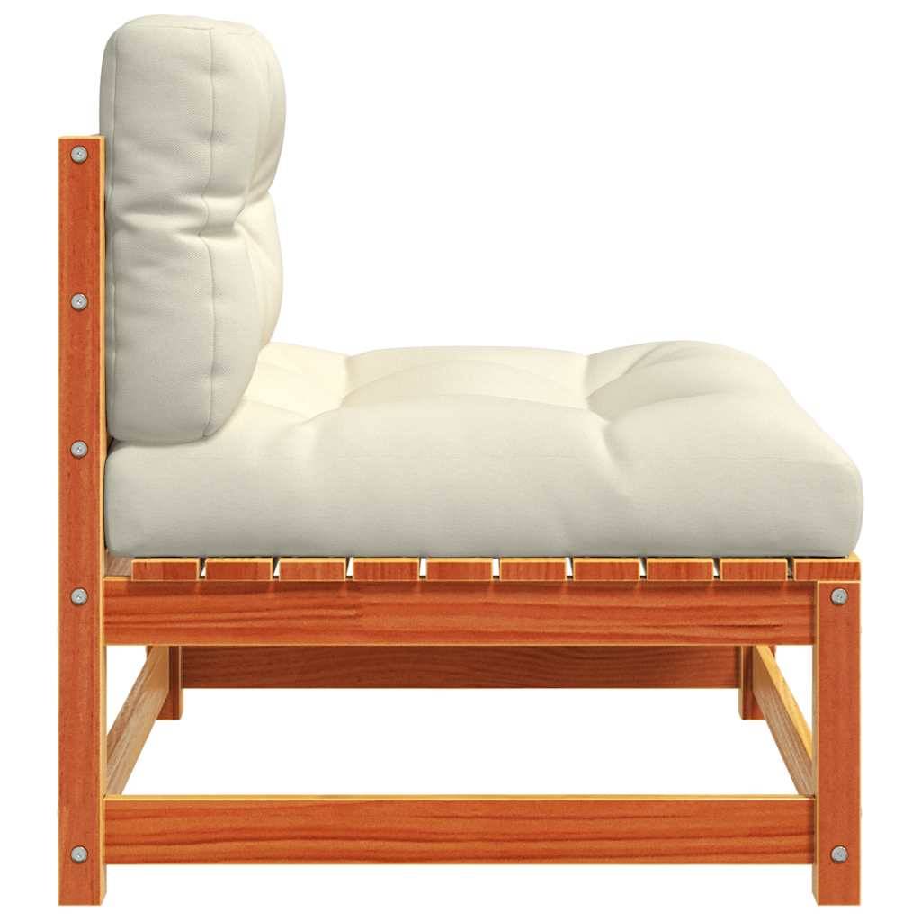 Lot 2 Canapés Simples Pin Massif Cire Marron avec Coussins Crème Doux et Confortables – ComfortXL Outdoor Living - Image 7
