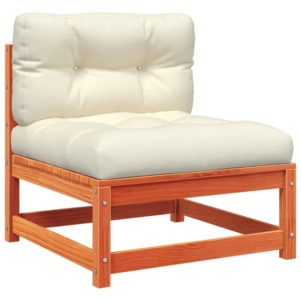Lot 2 Canapés Simples Pin Massif Cire Marron avec Coussins Crème Doux et Confortables – ComfortXL Outdoor Living - Image 5