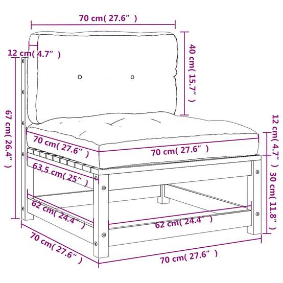 Lot 2 Canapés Simples Pin Massif Cire Marron avec Coussins Crème Doux et Confortables – ComfortXL Outdoor Living - Image 10