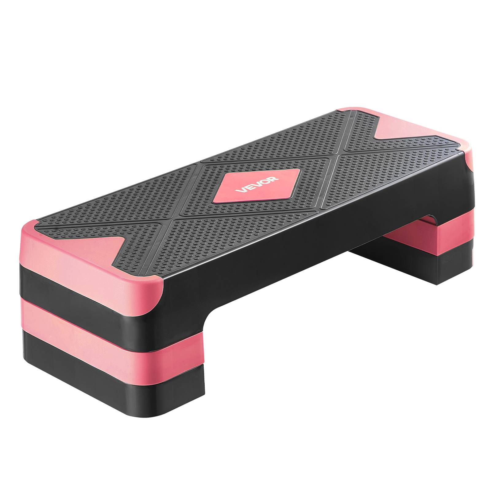 Vevor - VEVOR Stepper Aerobie 71 cm, step réglable 3 hauteurs 10-20 cm, antidérapant avec 4 rehausseurs, compact et robuste, rouge.