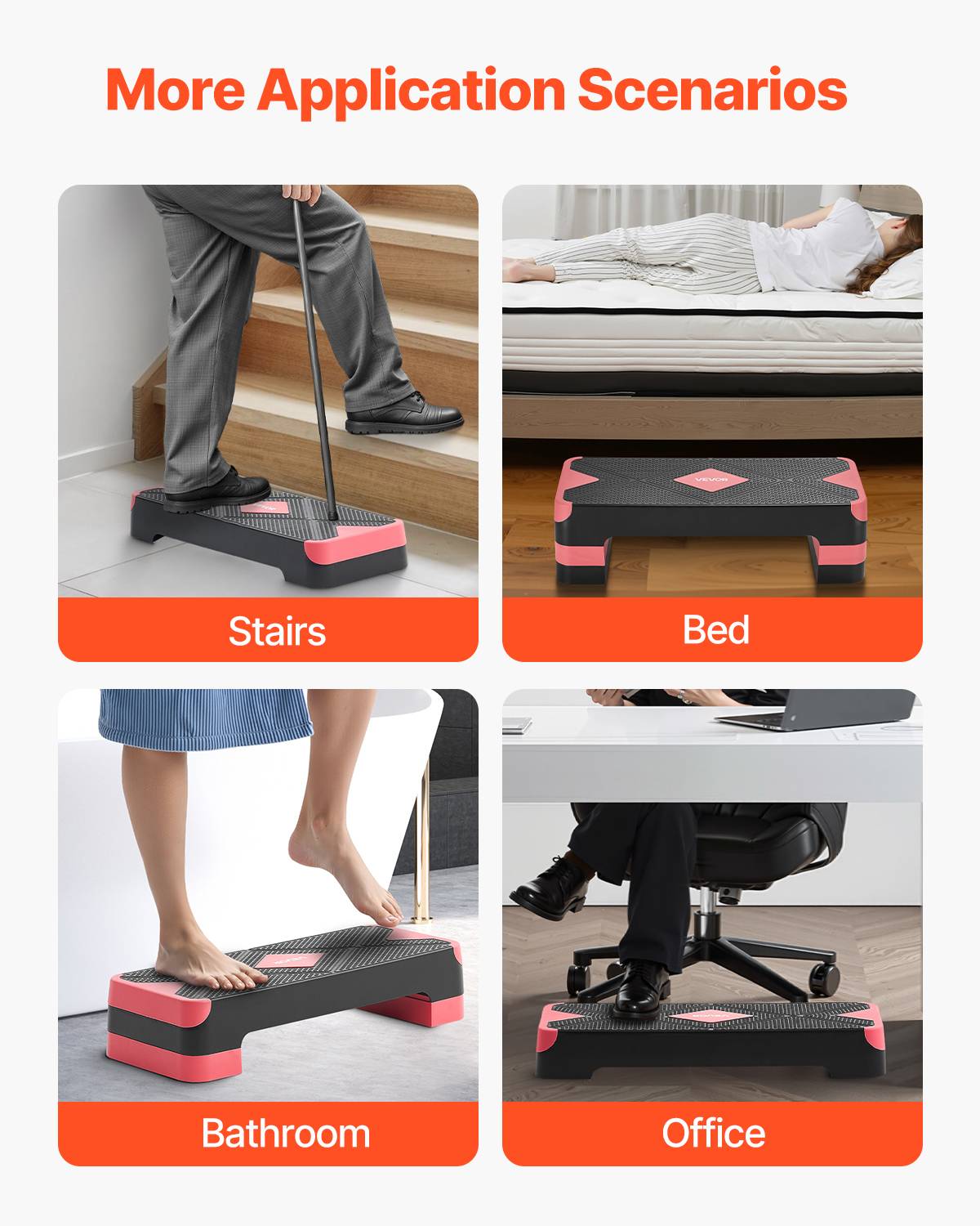 Vevor - VEVOR Stepper Aerobie 71 cm, step réglable 3 hauteurs 10-20 cm, antidérapant avec 4 rehausseurs, compact et robuste, rouge. - Image 6