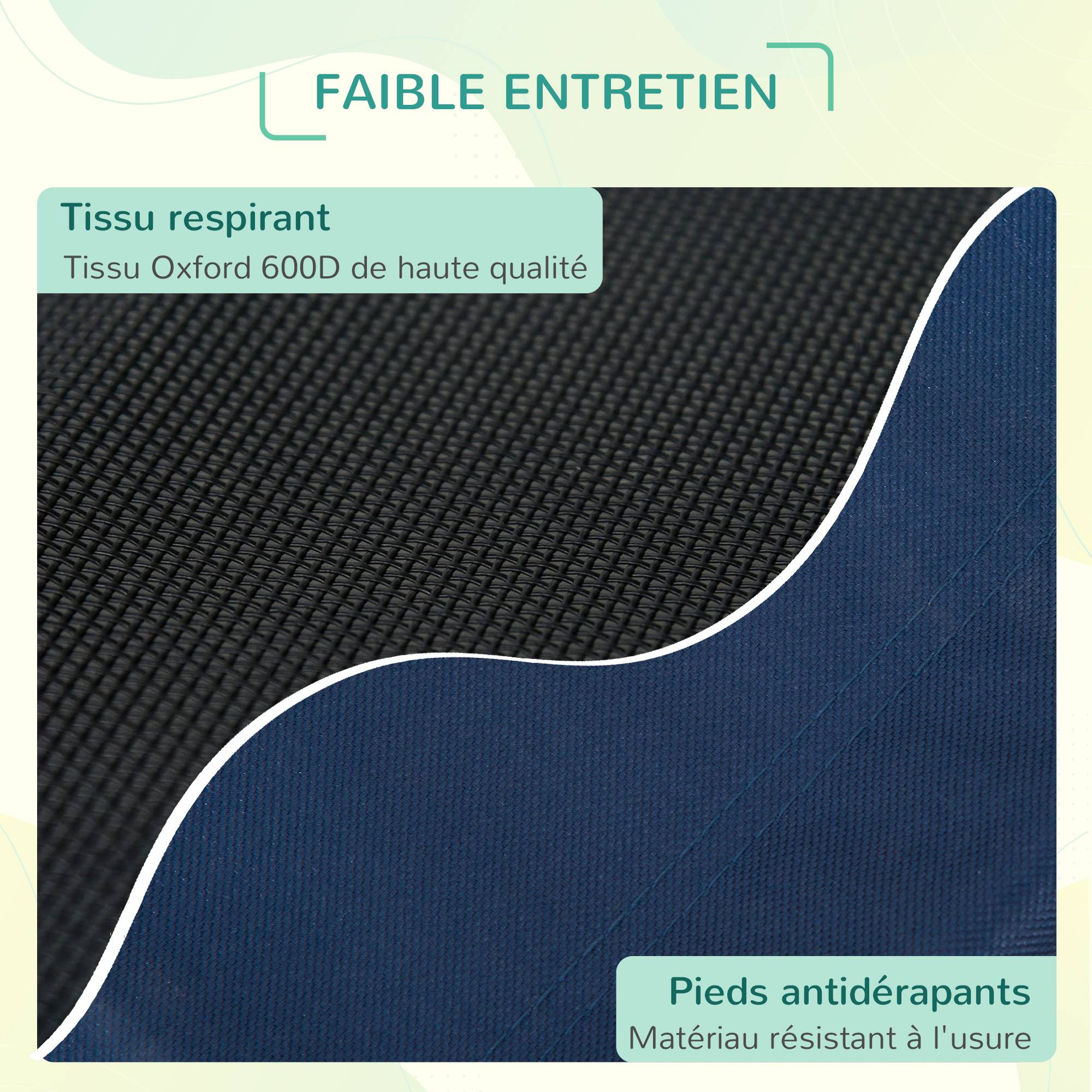 Lit de camp pour chien et chat acier et textilène bleu marine et noir 76 x 61 x 18 cm - PANGIVO - Image 7