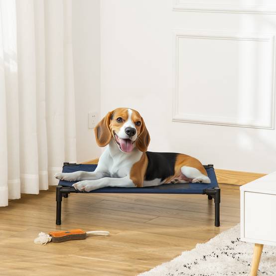 Lit de camp pour chien et chat acier et textilène bleu marine et noir 76 x 61 x 18 cm - PANGIVO - Image 3