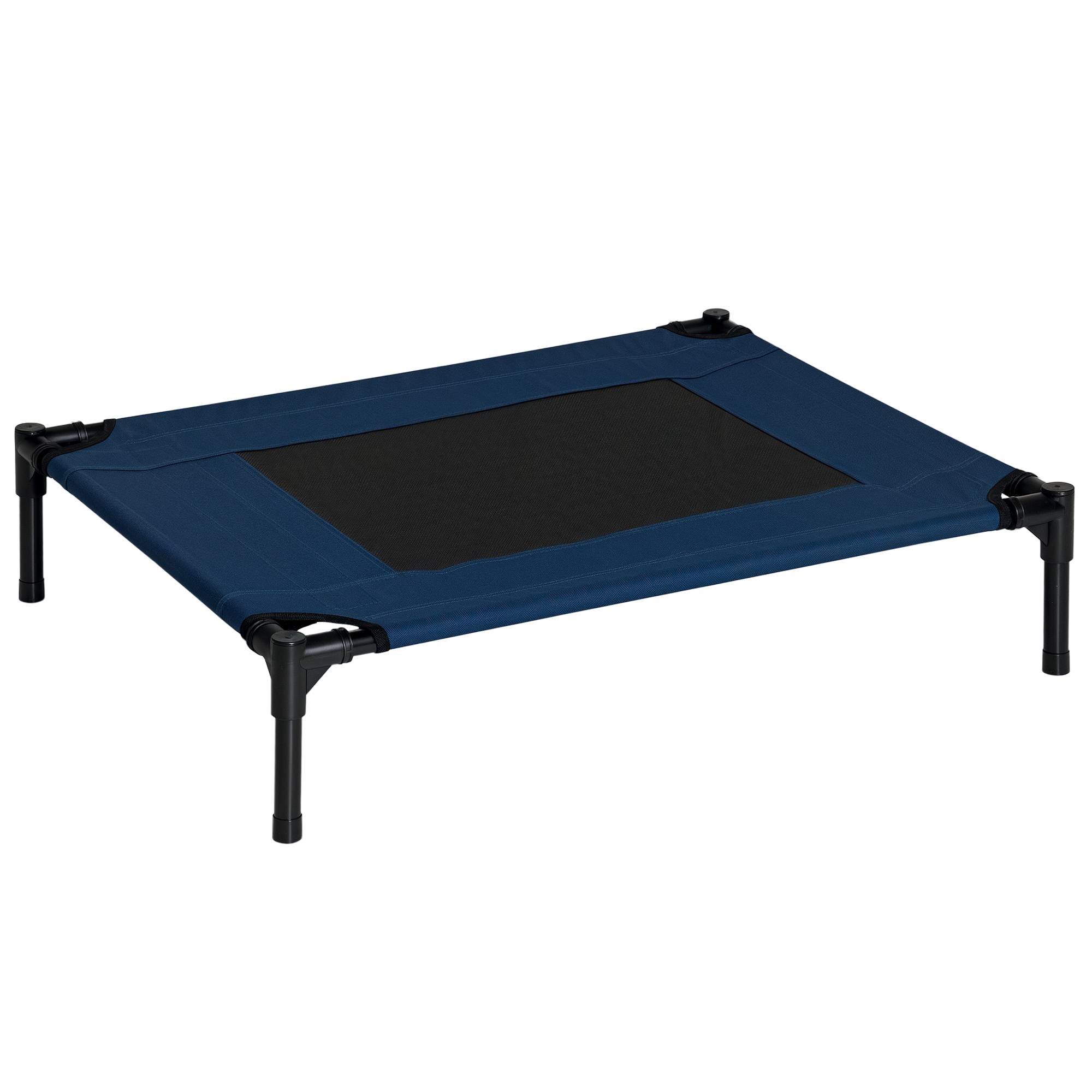 Lit de camp pour chien et chat acier et textilène bleu marine et noir 76 x 61 x 18 cm - PANGIVO - Image 1