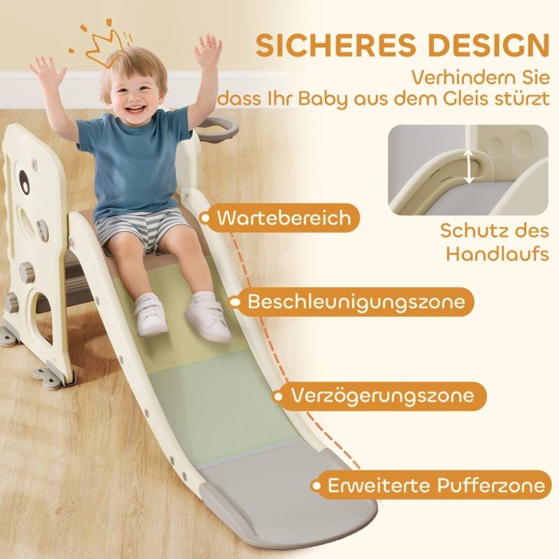 Toboggan 3-en-1 avec structure d’escalade, panier de basket et ballon, toboggan intérieur pliable pour enfants 2 à 5 ans - Image 6