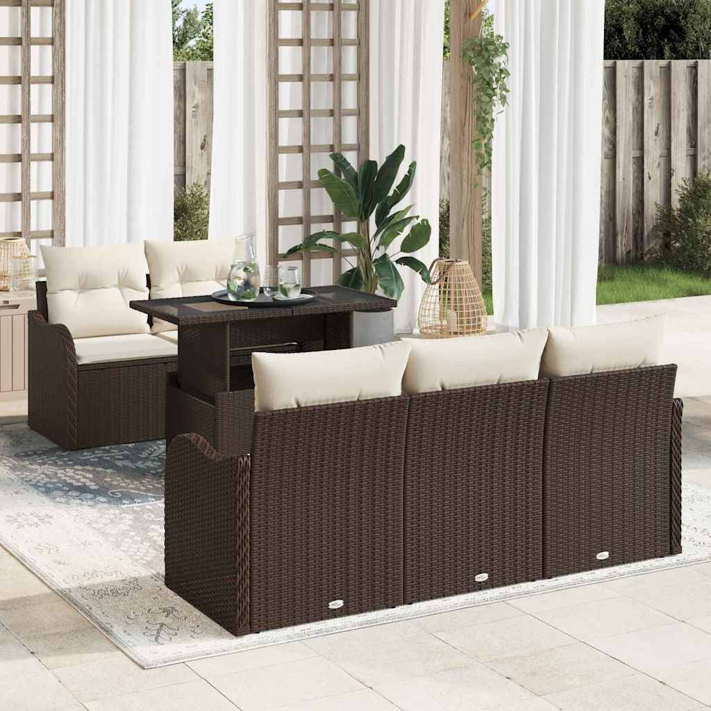 Vidaxl - Ensemble de canapé de jardin 6 pcs Marron polyrotin vidaXL 3348374 - Image 1