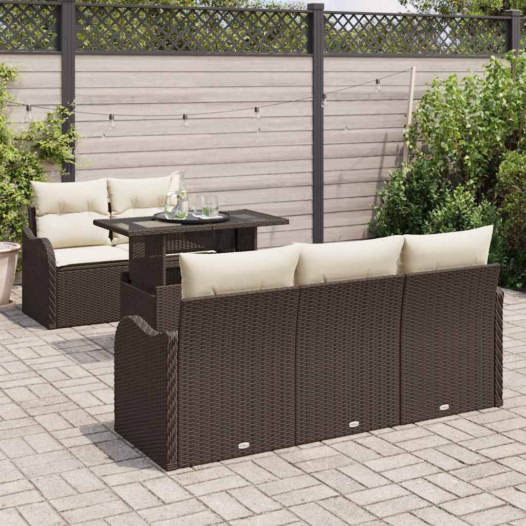 Vidaxl - Ensemble de canapé de jardin 6 pcs Marron polyrotin vidaXL 3348374 - Image 4