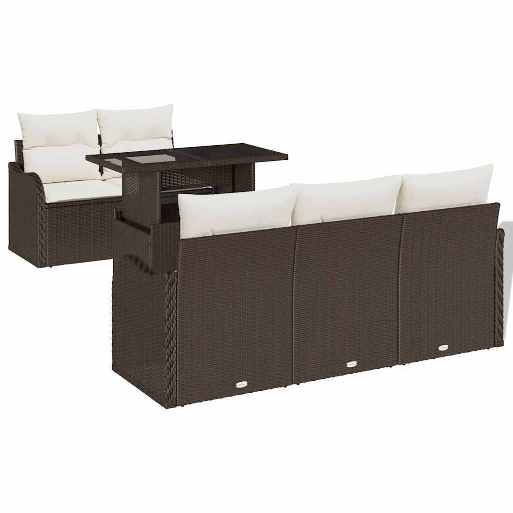 Vidaxl - Ensemble de canapé de jardin 6 pcs Marron polyrotin vidaXL 3348374 - Image 2