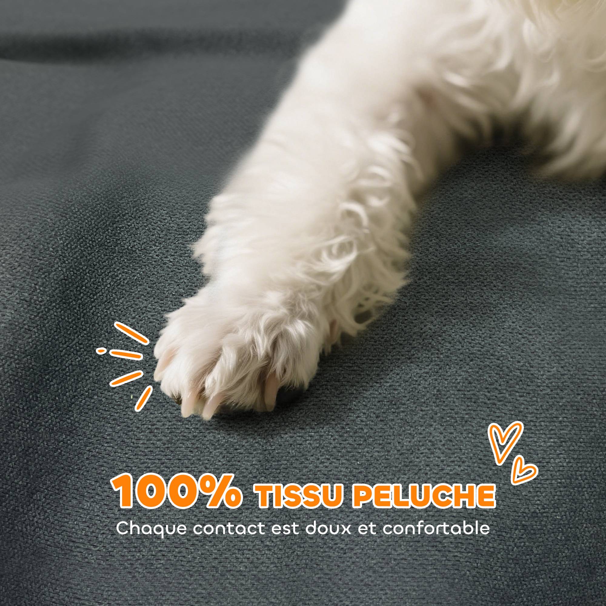 Sans Marque - Canapé pour chien, canapé pour animal de compagnie avec dossier et accoudoirs, respirant, 66 x 42 x 28,5 cm, gris foncé - Image 6