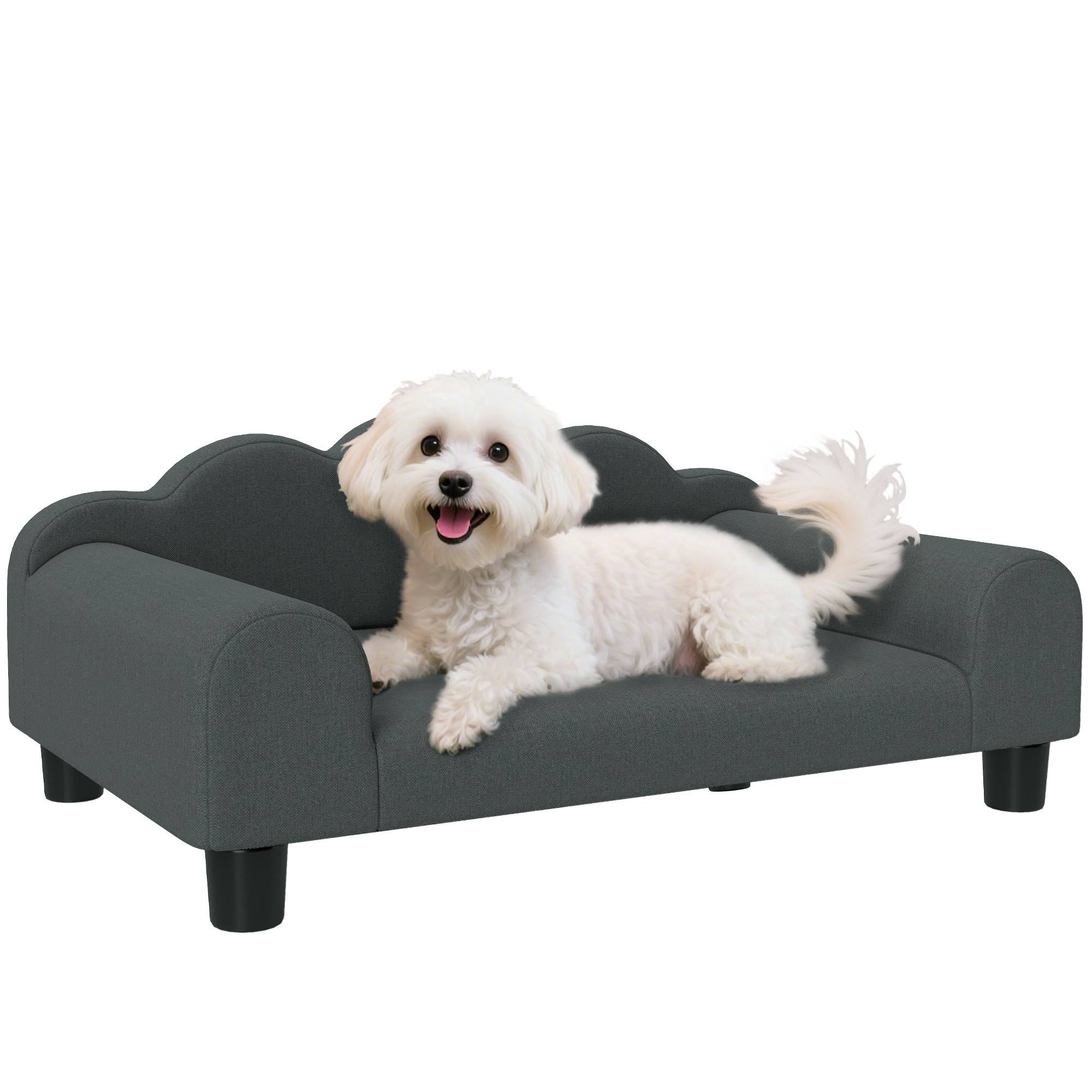 Sans Marque - Canapé pour chien, canapé pour animal de compagnie avec dossier et accoudoirs, respirant, 66 x 42 x 28,5 cm, gris foncé - Image 1