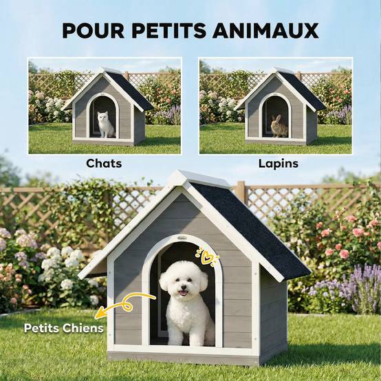 Niche chien extérieur bois abri jardin corps ouvrant toit asphalte 101x84x85cm gris - ComfortXL Outdoor Living - Image 9