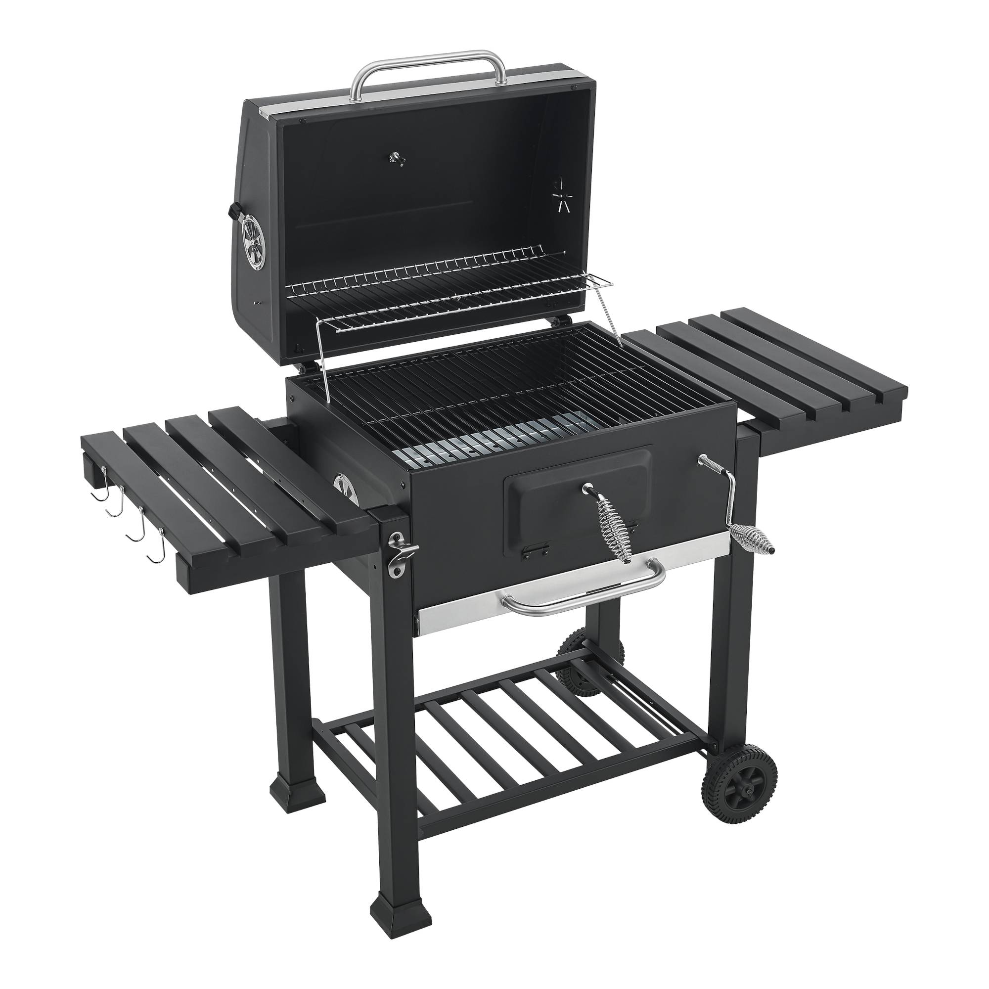 Casa.Pro - Chariot de barbecue au charbon de bois Arnad 105 x 135 x 48 cm noir casa.pro - Image 7